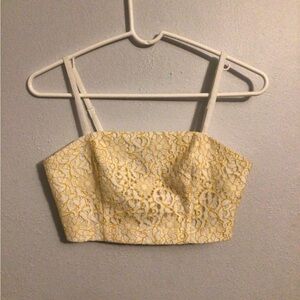 Jaspal NWT Woman’s White & Gold Embroidered Bustier Crop Top. Size Small.